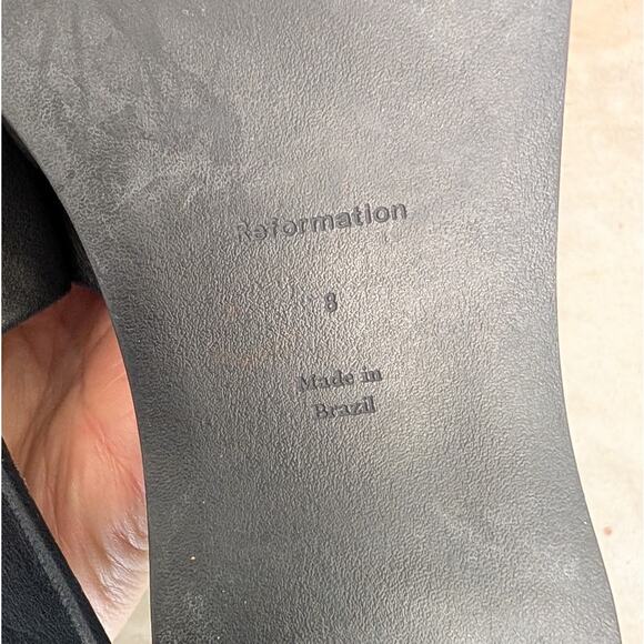 Reformation Rue Platform Slide Black Leather Sandals, size 8 - Picture 6 of 7